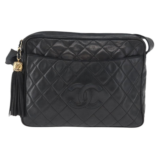 Chanel Vintage Front Pocket Camera Bag Leather, Black, Leather, Shoulder Bag