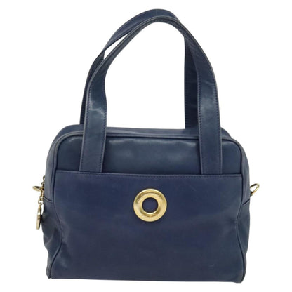 Celine Circle Logo Handbag Leather, BLUE, LEATHER, Handbag