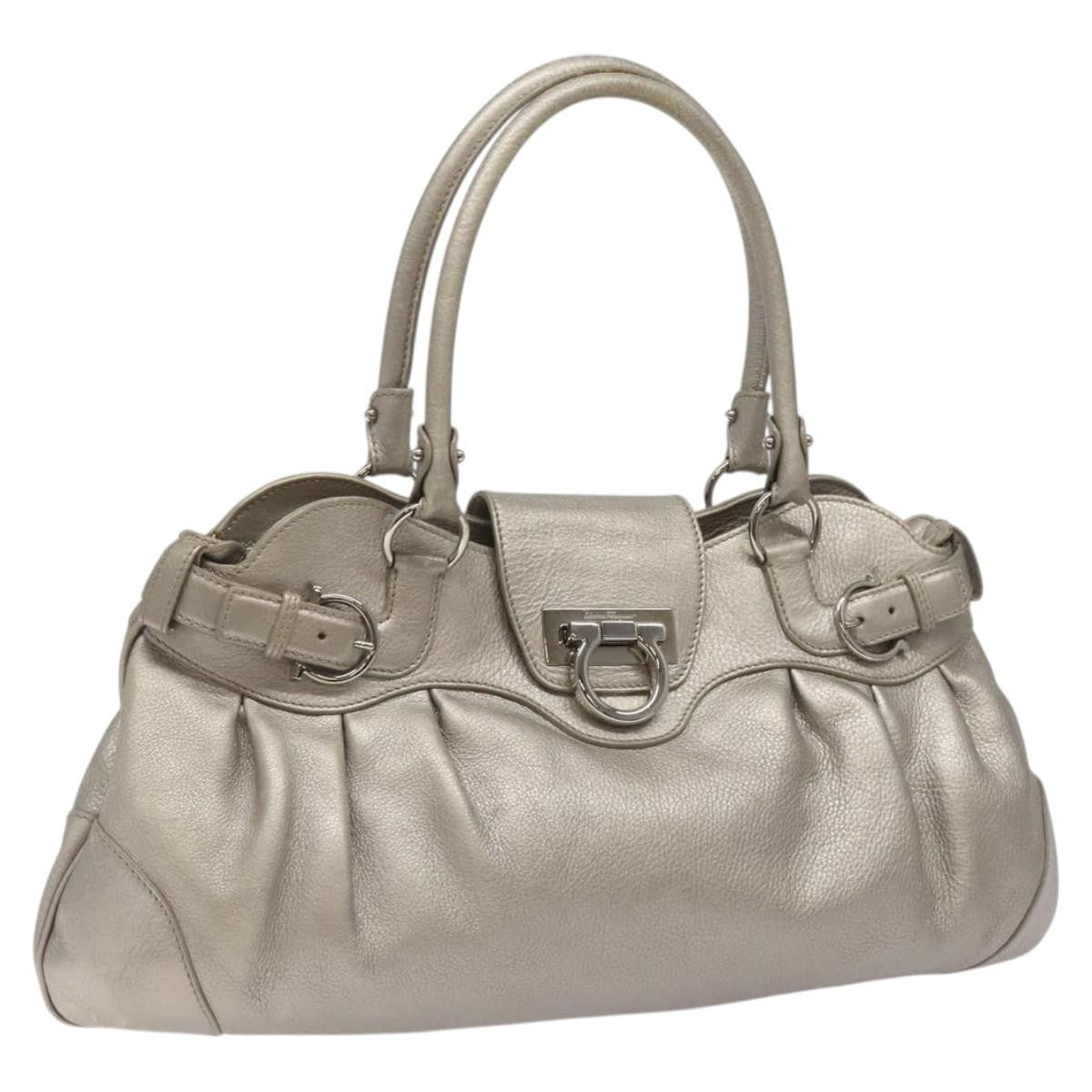 Salvatore Ferragamo Marisa Satchel Leather, SILVER, LEATHER, Shoulder bag