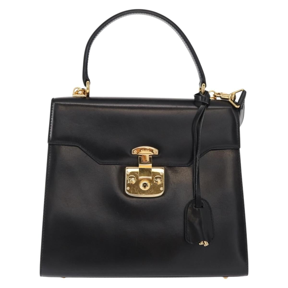 Gucci Vintage Lady Lock Top Handle Bag Leather, GOLD, LEATHER, Handbag