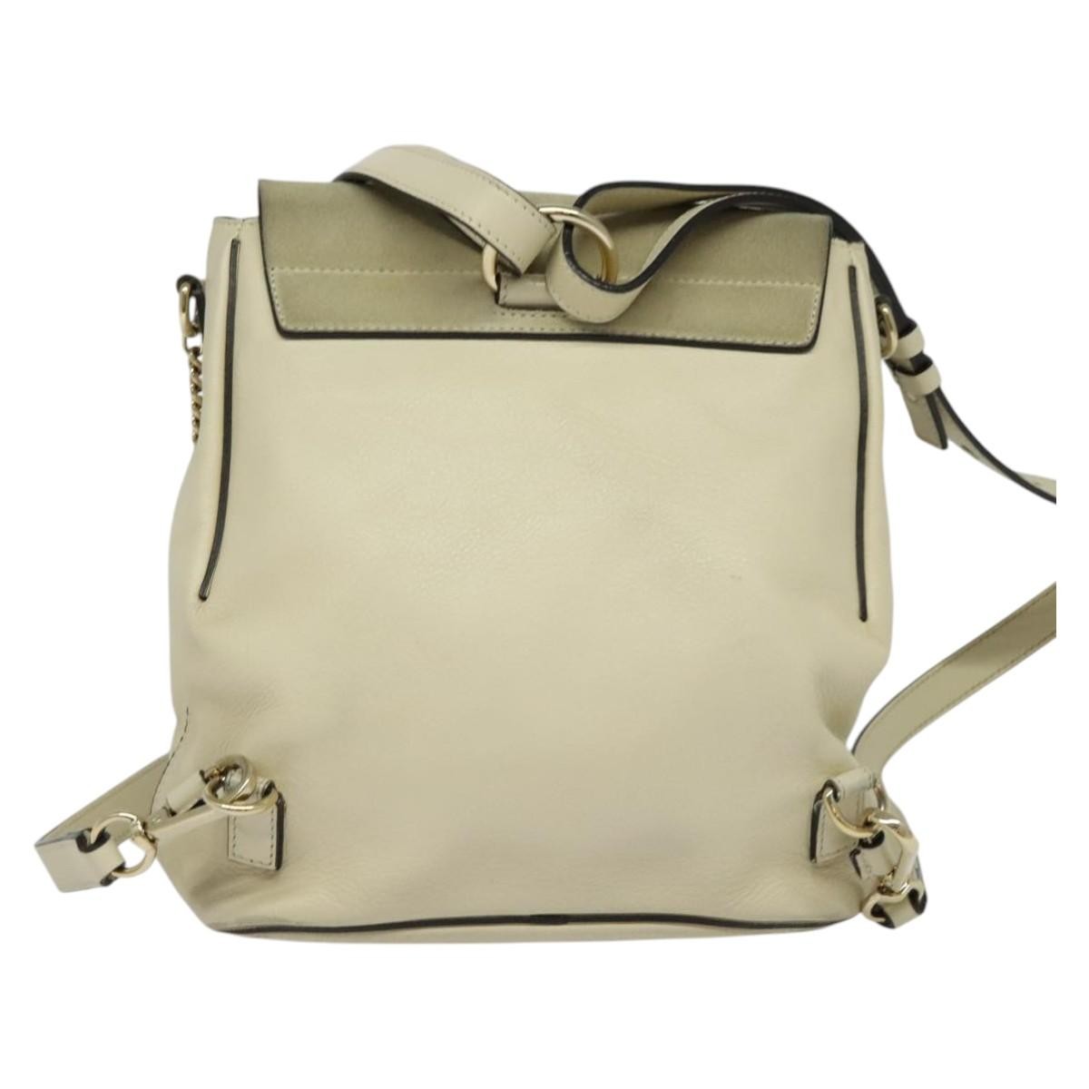 Chloe Faye Backpack Leather and Suede, BEIGE, SUEDE, Backpack