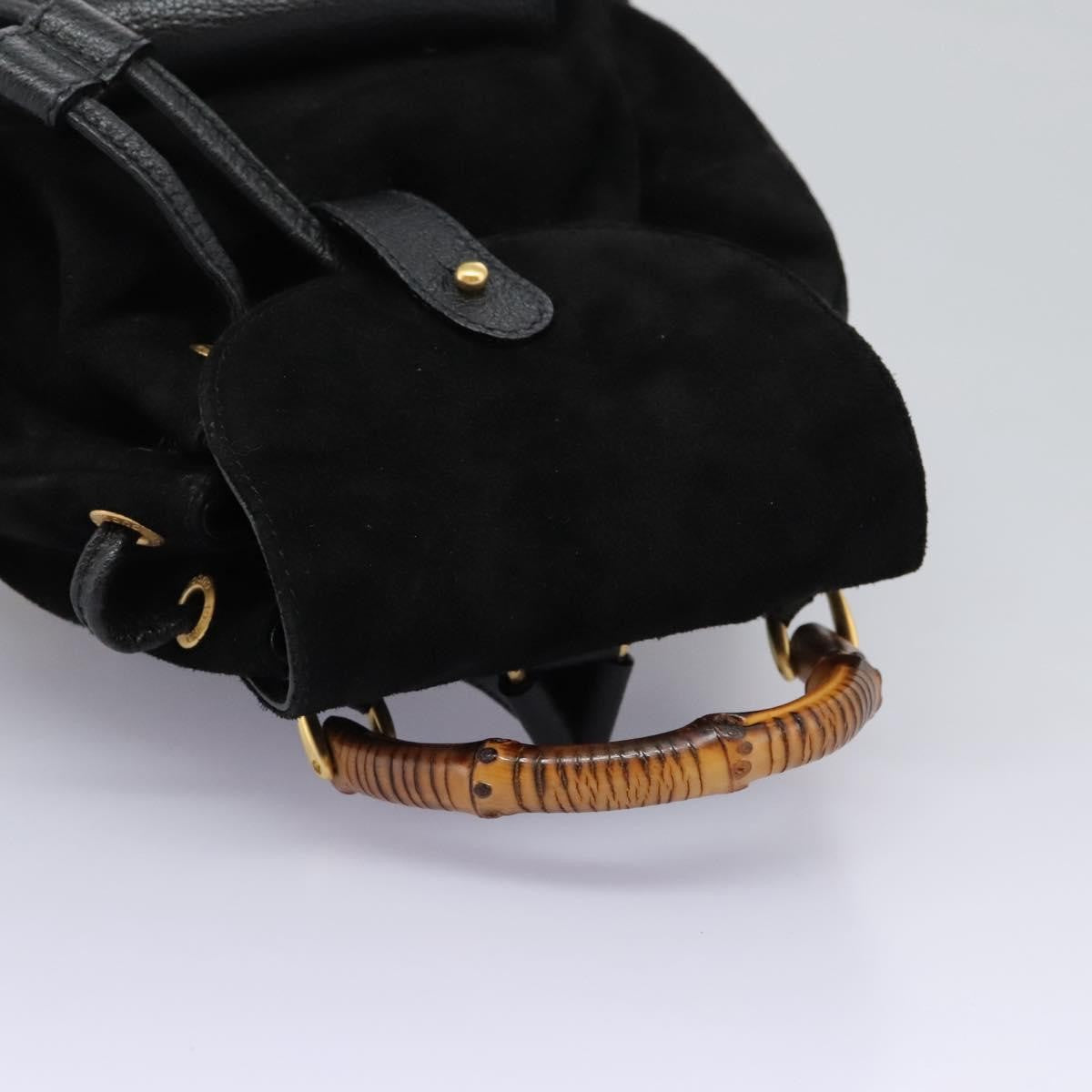 Gucci Vintage Bamboo Backpack Suede, BLACK, SUEDE, Backpack
