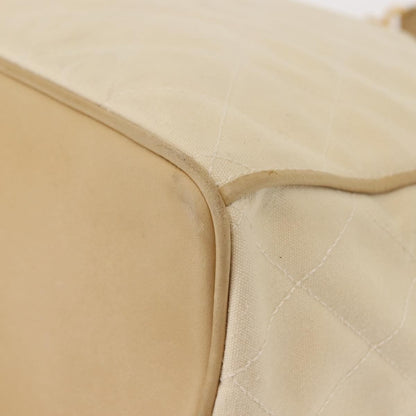 Chanel Vintage Drawstring Chain Bucket Bag Quilted Canvas, BEIGE, CANVAS, Shoulder bag