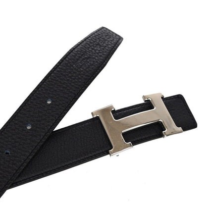 Hermes Constance Reversible Belt Leather, NAVY, LEATHER, Belts