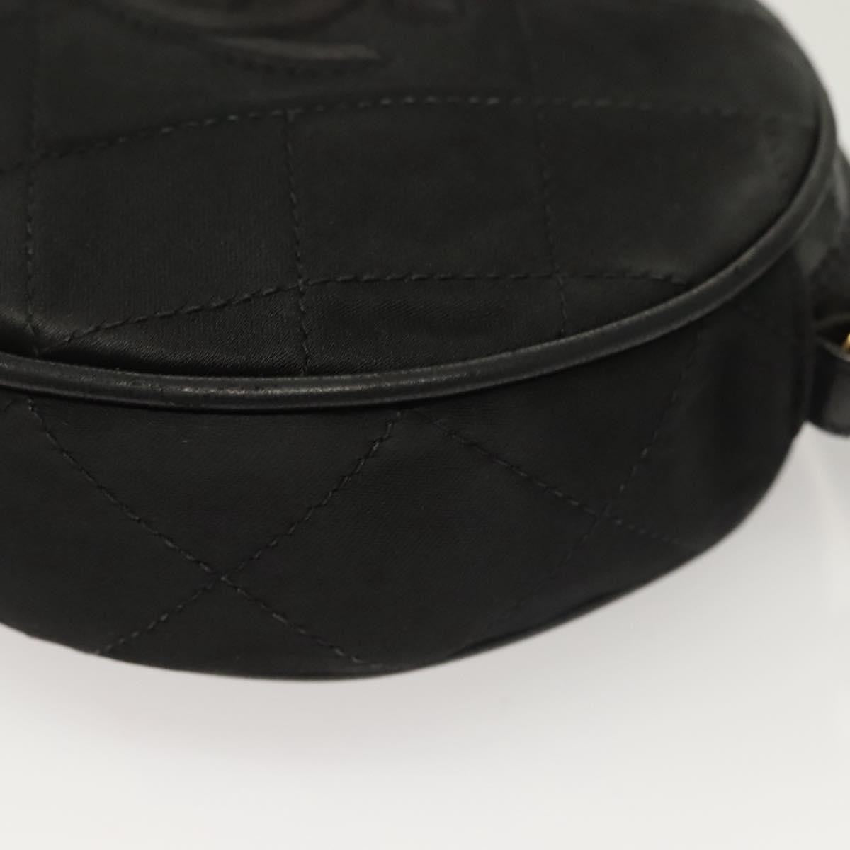 Chanel Vintage Round Tassel Crossbody Bag Quilted Satin, BLACK, SATIN, Crossbody bag