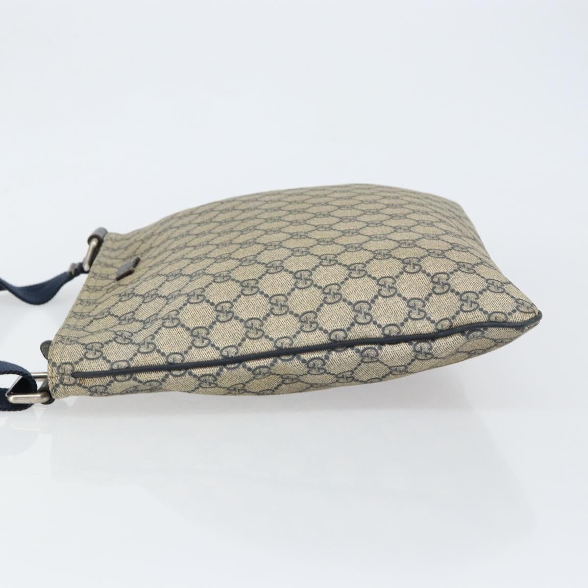 Gucci Zip Top Messenger Bag GG Coated Canvas, NAVY, PVC, Shoulder bag