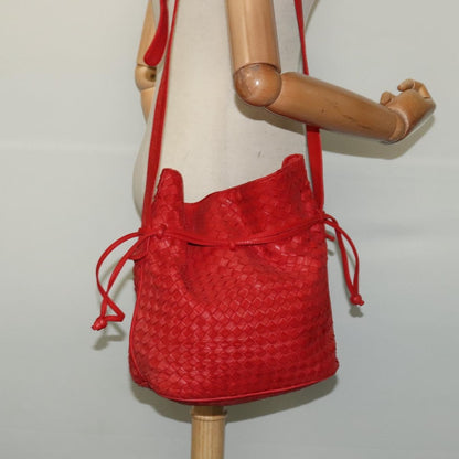 Bottega Veneta Drawstring Tassel Bucket Bag Intrecciato Nappa, RED, LEATHER, Shoulder bag