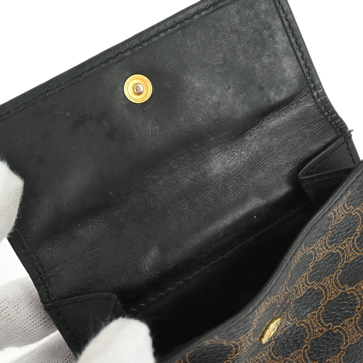 Celine Vintage Bifold Wallet Macadam Coated Canvas, BLACK, PVC, Wallets