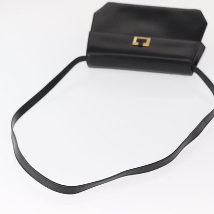 Salvatore Ferragamo Gancini Shoulder Bag Leather, BLACK, LEATHER, Shoulder bag