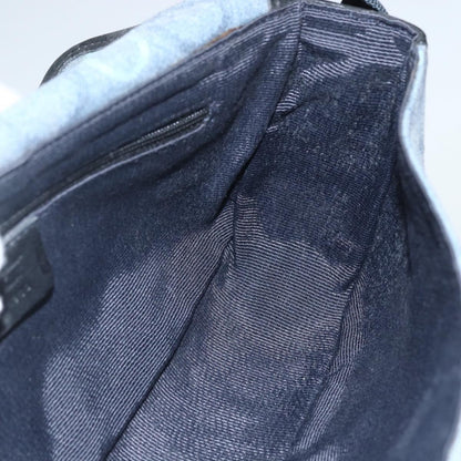 Salvatore Ferragamo Gancini Shoulder Bag Canvas, BLUE, CANVAS, Shoulder bag