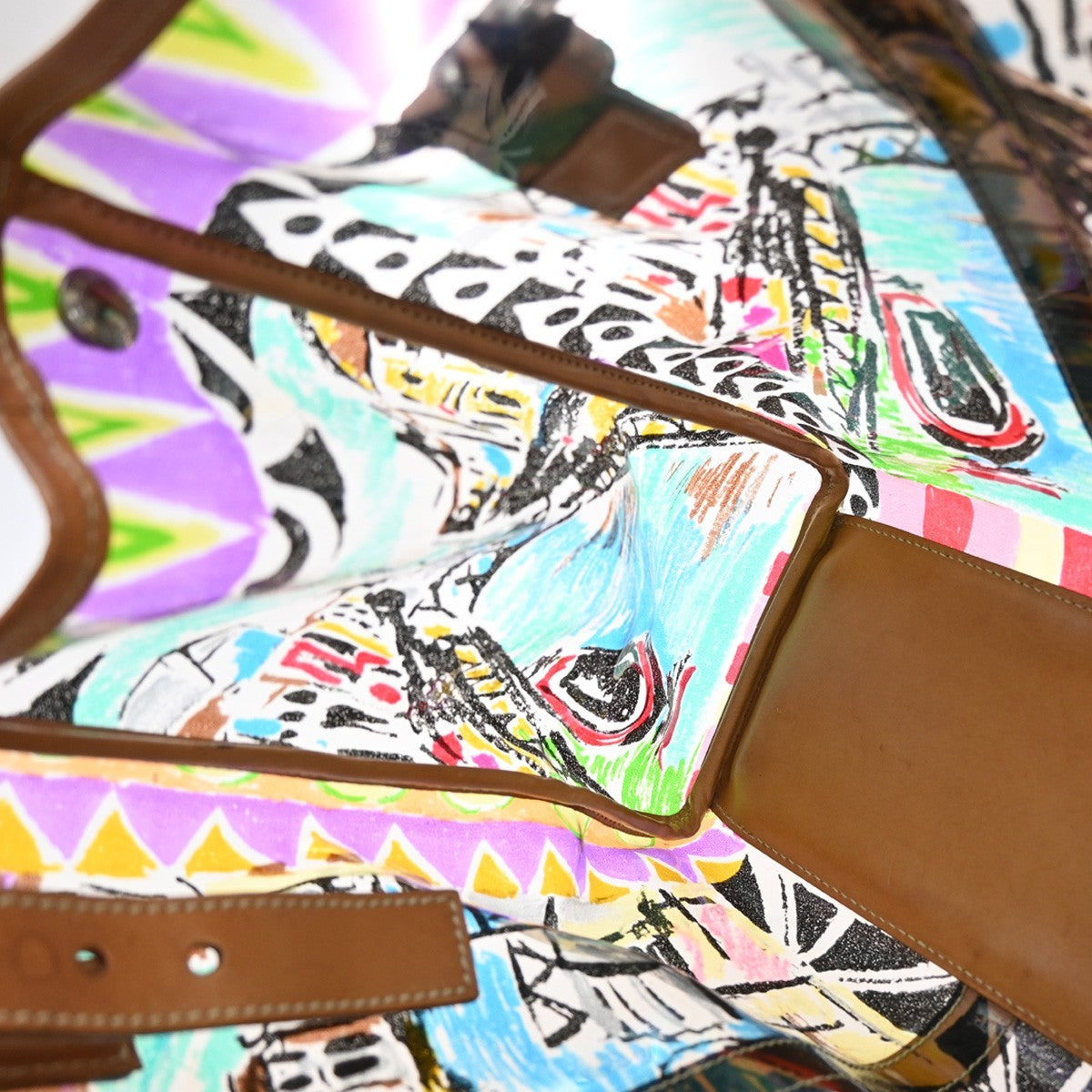 Prada Venice Belted Tote Printed Canvas and Leather, MULTICOLOUR, LEATHER, Tote bag