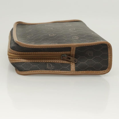 Christian Dior Vintage Honeycomb Zip Pouch Coated Canvas, BLACK, PVC,CANVAS, Clutche & pouche