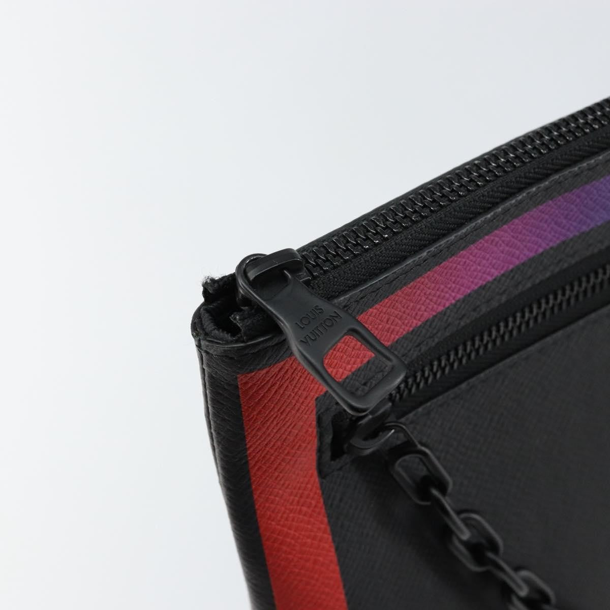 Louis Vuitton Pochette A4 Rainbow Taiga Leather, BLACK, LEATHER, Clutche & pouche