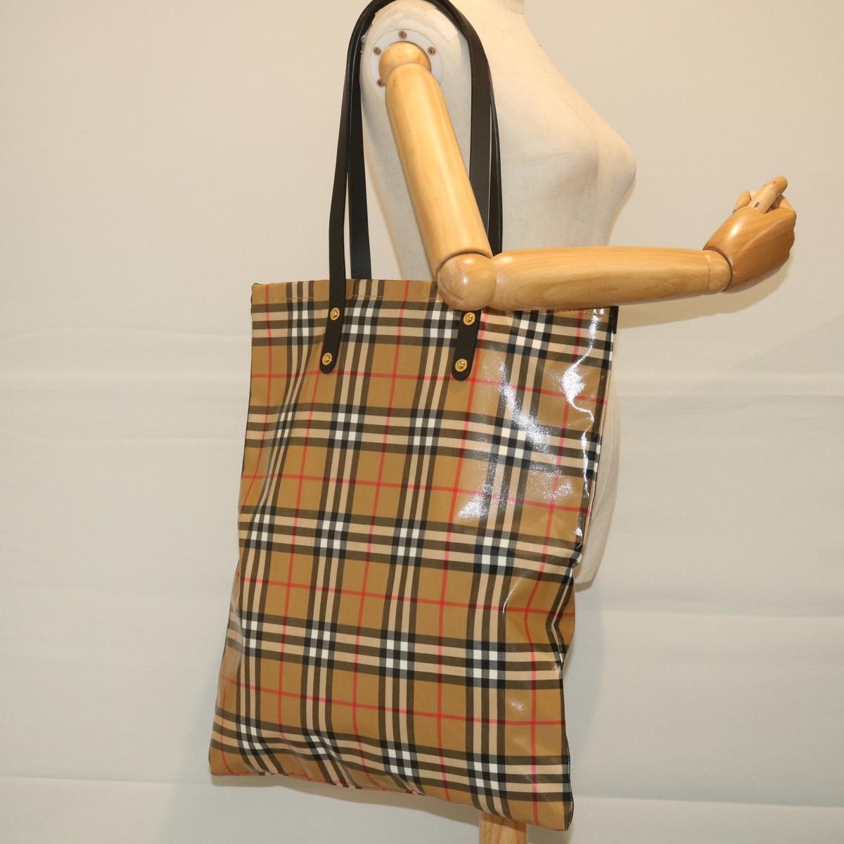 Burberry Nova Check Tote Canvas and Leather, BEIGE, CANVAS, Tote bag