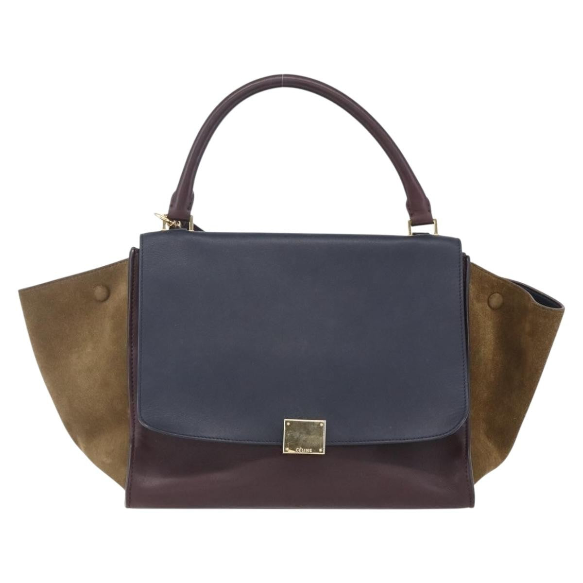 Celine Tricolor Trapeze Bag Leather, BROWN, LEATHER, Handbag