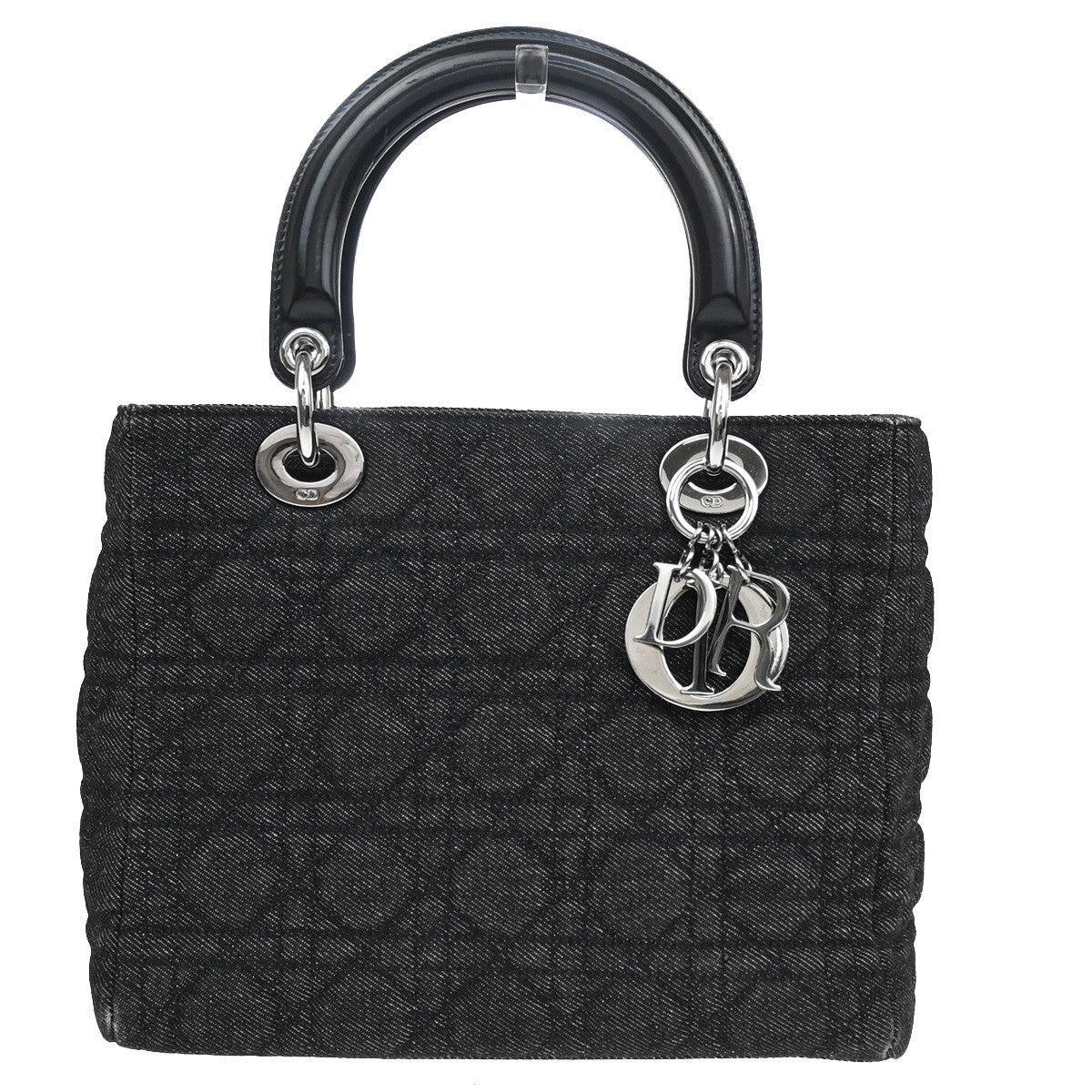 Christian Dior Vintage Lady Dior Bag Cannage Quilt Denim, BLACK, DENIM_JEANS, Handbag