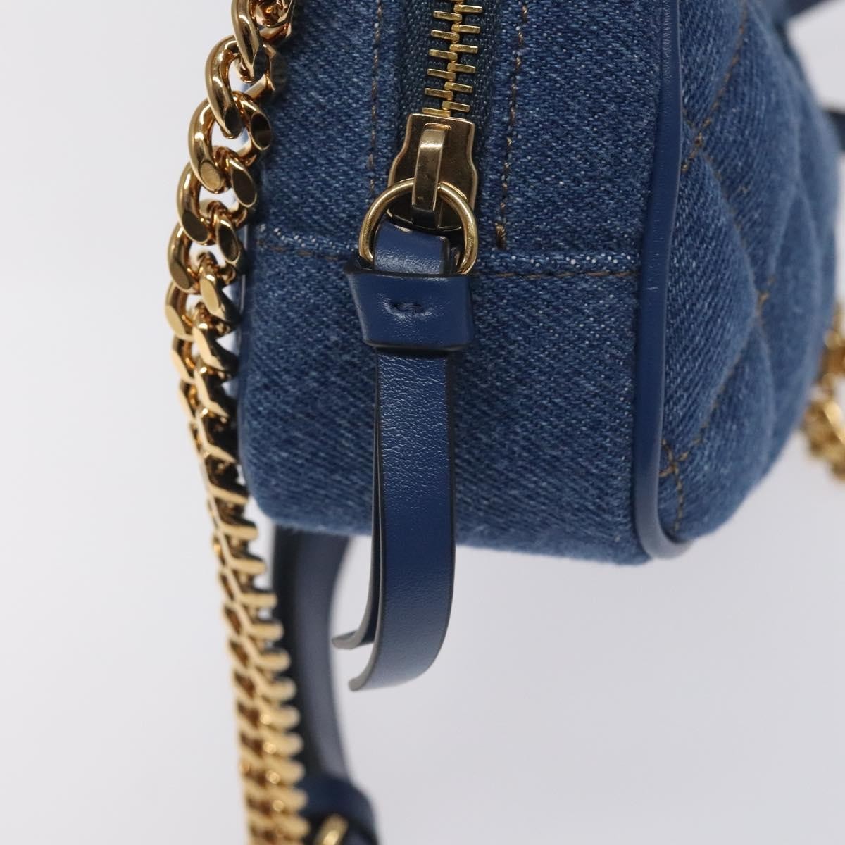 Versace Medusa Icon Front Slip Pocket Camera Bag Quilted Denim, BLUE, DENIM_JEANS, Crossbody bag