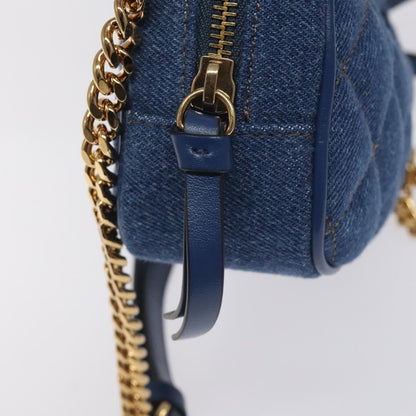 Versace Medusa Icon Front Slip Pocket Camera Bag Quilted Denim, BLUE, DENIM_JEANS, Crossbody bag