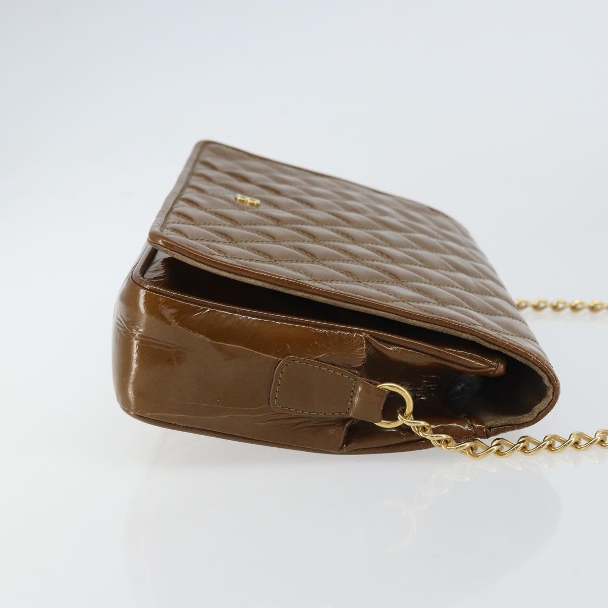 Bally Vintage Chain Shoulder Bag Quilted Patent leather, BROWN, PATENT_LEATHER, Shoulder bag