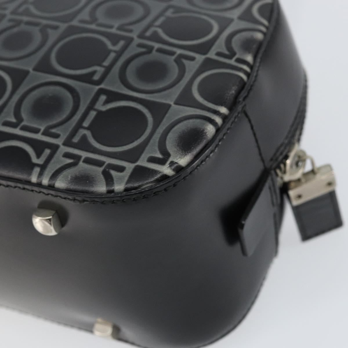 Salvatore Ferragamo Gancini handbag Leather, BLACK, LEATHER, Handbag