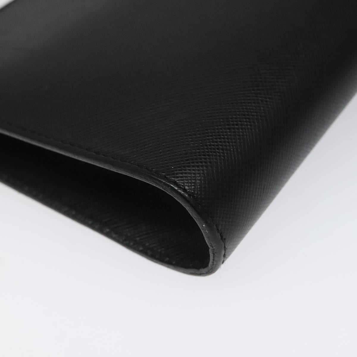 Salvatore Ferragamo Gancini Pouch Leather, BLACK, LEATHER, Clutche & pouche