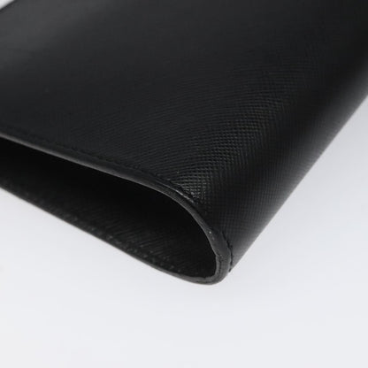 Salvatore Ferragamo Gancini Pouch Leather, BLACK, LEATHER, Clutche & pouche