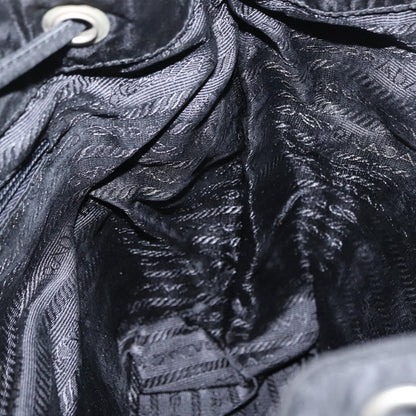 Prada Vela Double Front Pocket Backpack Tessuto with Saffiano Leather, BLACK, NYLON, Backpack