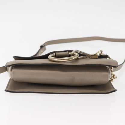 Chloe Faye Shoulder Bag Leather and Suede, BEIGE, SUEDE, Shoulder bag