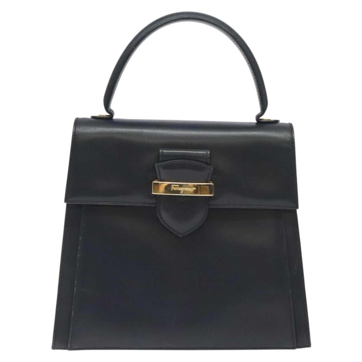 Salvatore Ferragamo Vintage Handbag Leather, BLACK, LEATHER, Handbag