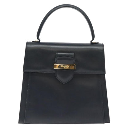 Salvatore Ferragamo Vintage Handbag Leather, BLACK, LEATHER, Handbag