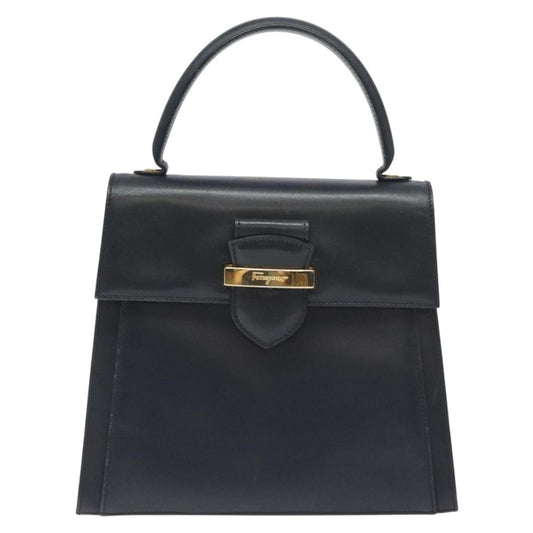 Salvatore Ferragamo Vintage Handbag Leather, BLACK, LEATHER, Handbag