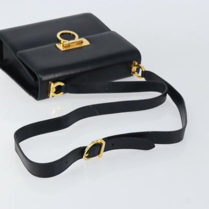 Salvatore Ferragamo Gancini Shoulder Bag Leather, NAVY, LEATHER, Shoulder bag