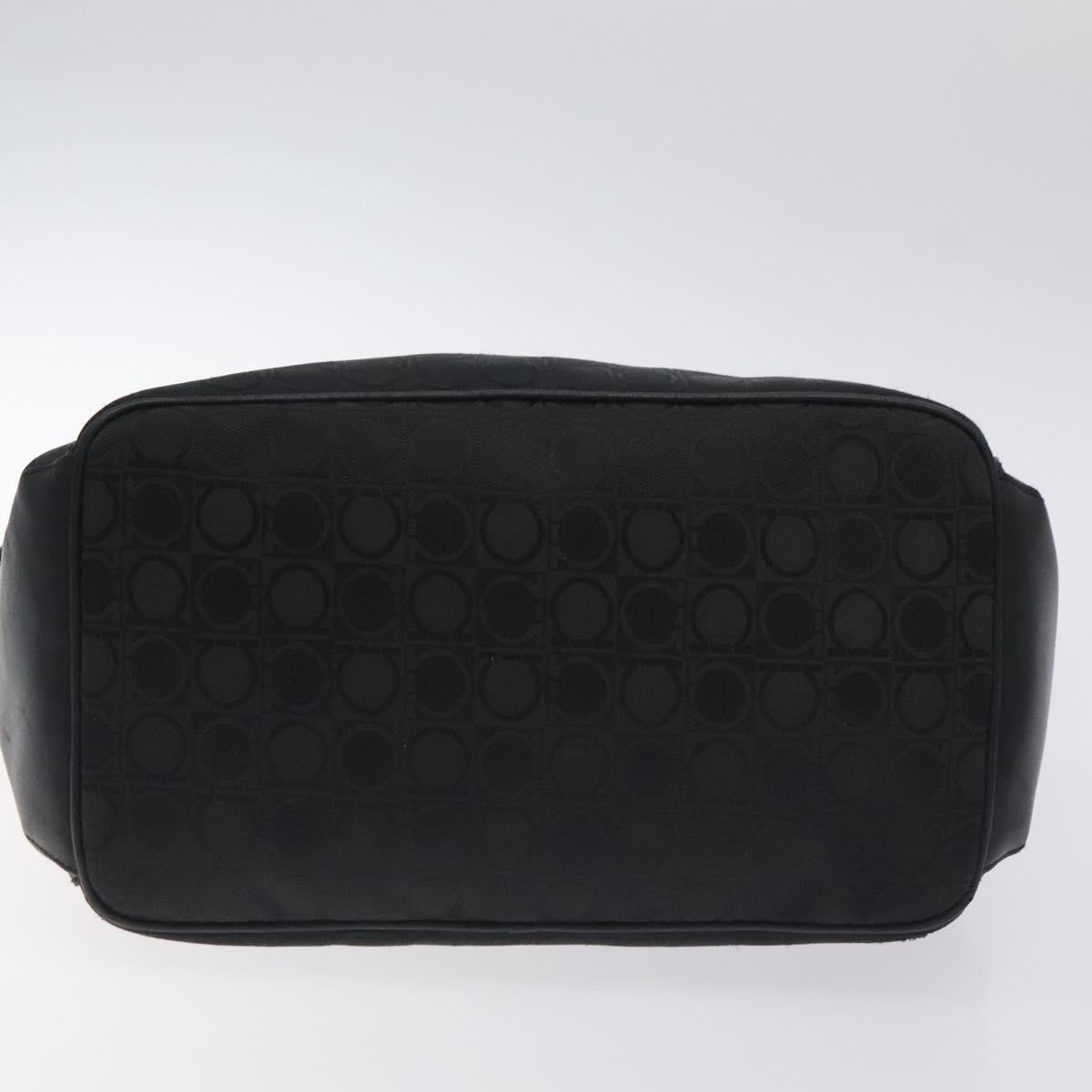 Salvatore Ferragamo Gancini Shoulder Bag Canvas, BLACK, CANVAS, Shoulder bag