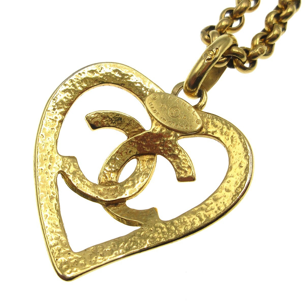 Chanel CC Heart Pendant Necklace Metal, GOLD, GOLD_PLATED, Necklace