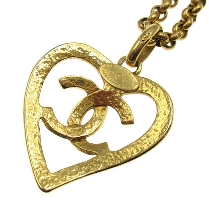 Chanel CC Heart Pendant Necklace Metal, GOLD, GOLD_PLATED, Necklace