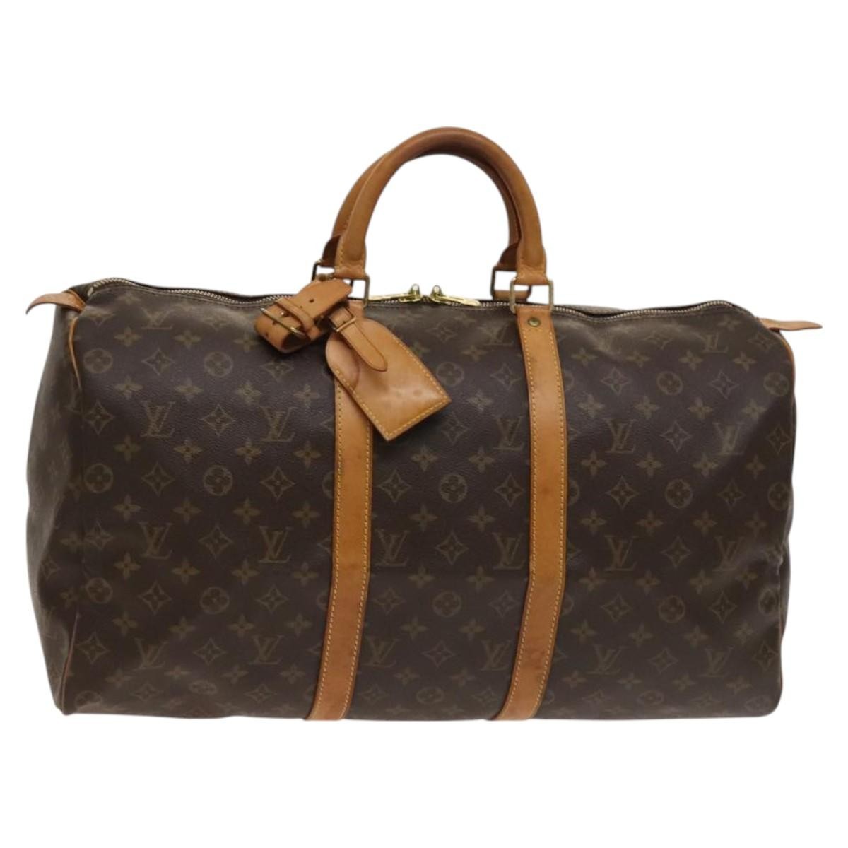 Louis Vuitton Keepall Bag Monogram Canvas, BROWN, CANVAS, Travel bag