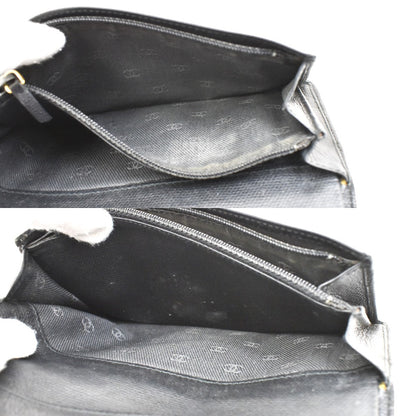 Chanel CC Button Bi-Fold Wallet Leather, BLACK, LEATHER, Wallets