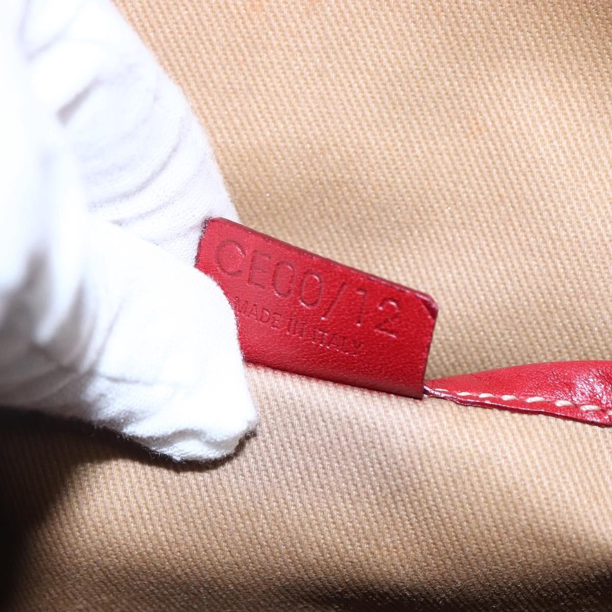 Celine Vintage Macadam Handbag Canvas and Leather, BEIGE, PVC, Handbag