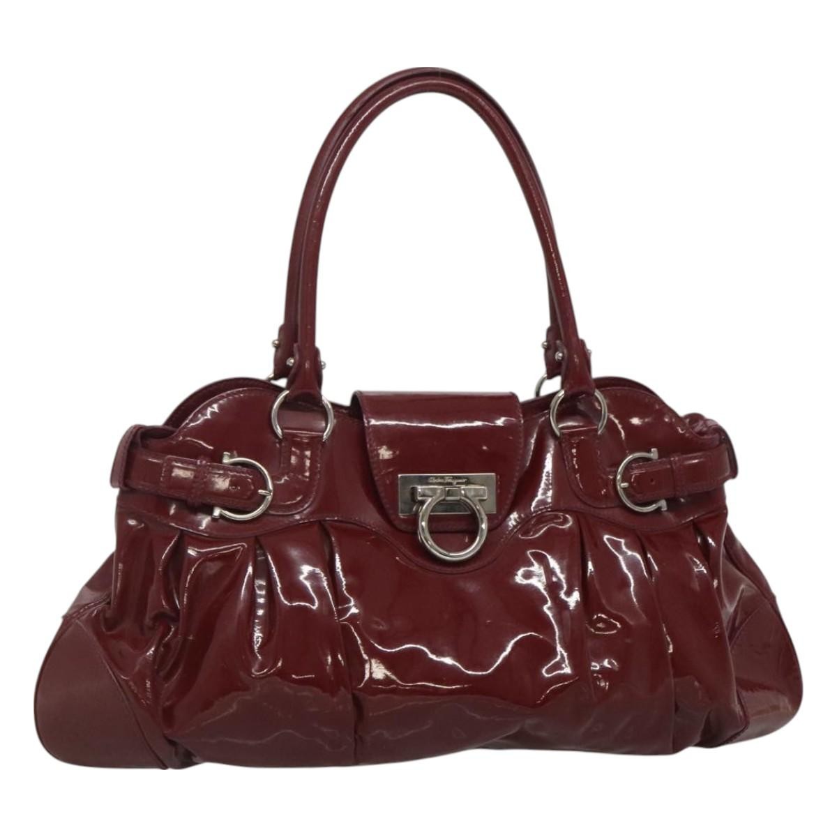 Salvatore Ferragamo Marisa Satchel Patent leather, BURGUNDY, PATENT_LEATHER, Tote bag