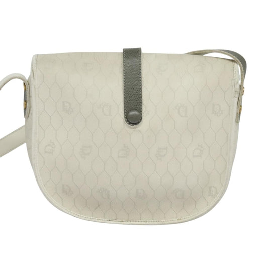 Christian Dior Vintage Honeycomb Flap Crossbody Bag Canvas and Leather, WHITE, CANVAS, Shoulder bag