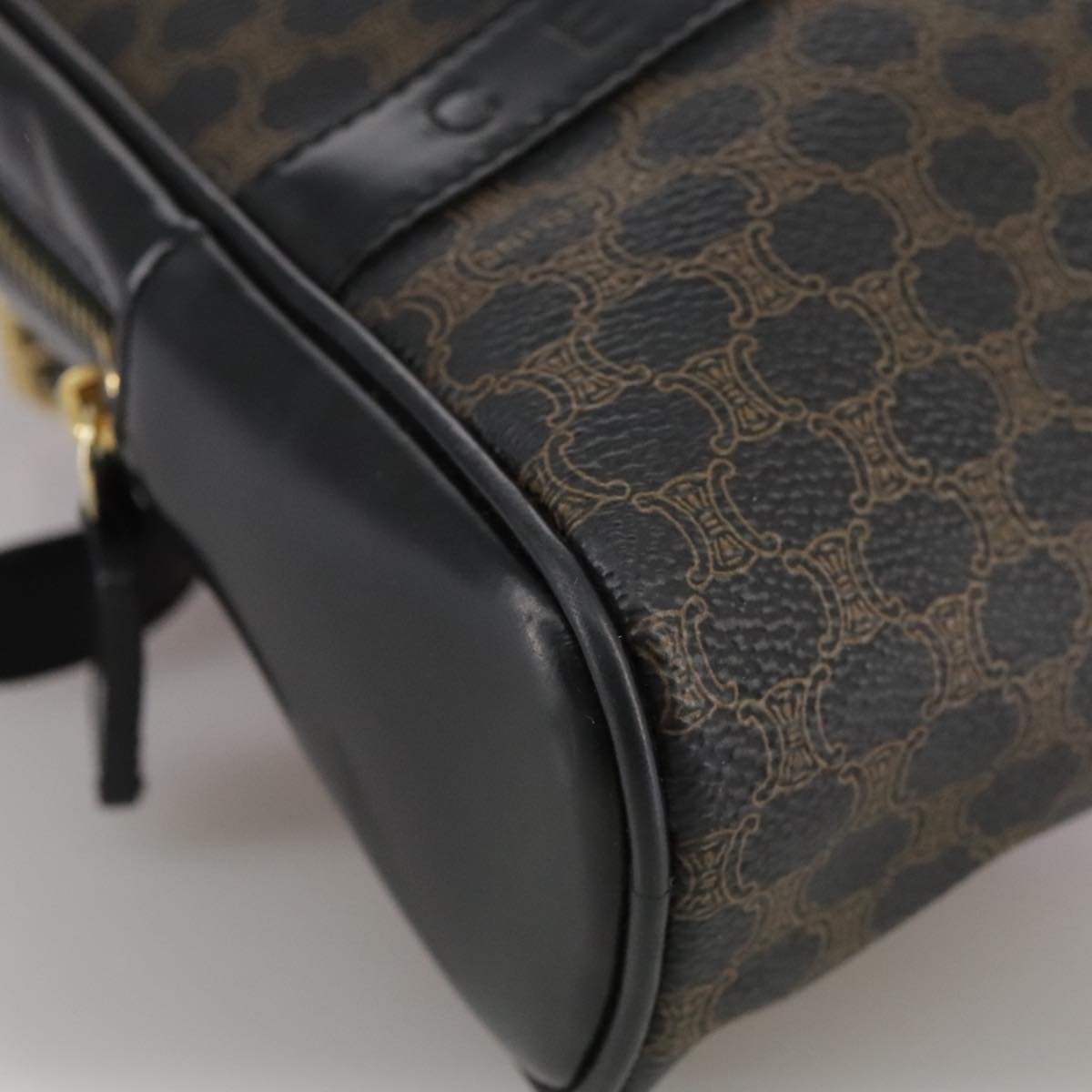 Celine Vintage Macadam Backpack Canvas and Leather, BLACK, CANVAS, Backpack