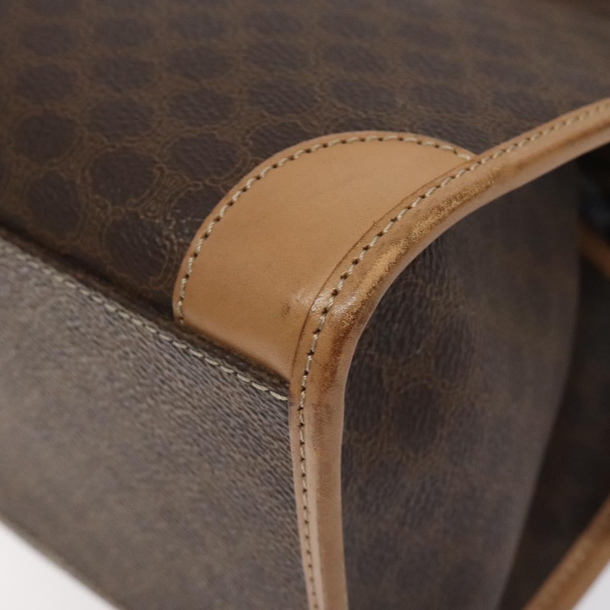 Celine Macadam Handbag Macadam with leather, BROWN, CANVAS, Handbag