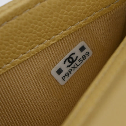 Chanel Classic Sunglasses Case with Chain Quilted Caviar, BEIGE, LEATHER, Clutche & pouche