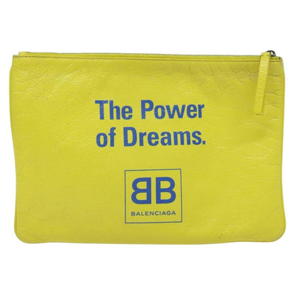 Balenciaga Supermarket Pouch Leather, YELLOW, LEATHER, Clutche & pouche