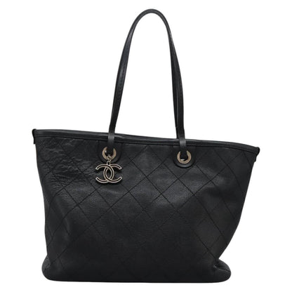 Chanel Fever Tote Quilted Caviar, BLACK, LEATHER, Tote bag