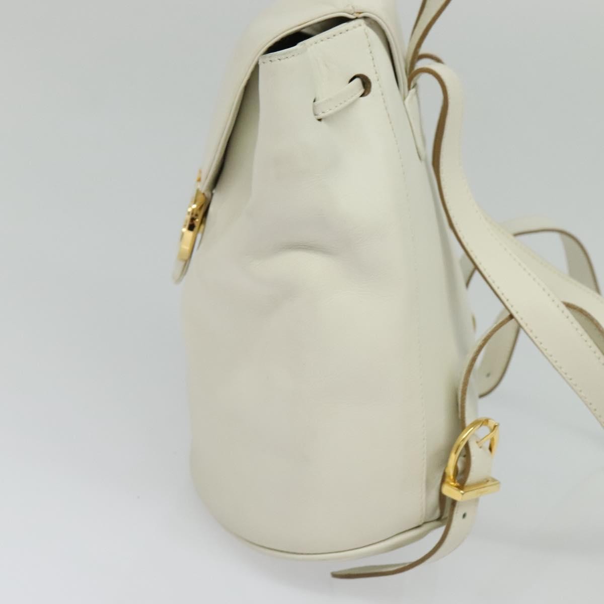 Salvatore Ferragamo Gancini Flap Drawstring Backpack Leather, WHITE, LEATHER, Backpack