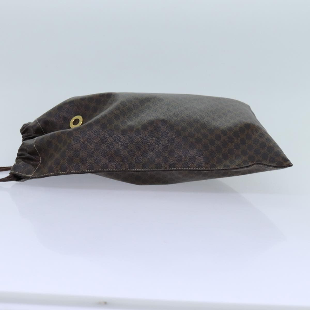 Celine Triomphe Drawstring Bucket Bag Raffia with Leather, BROWN, PVC, Shoulder bag