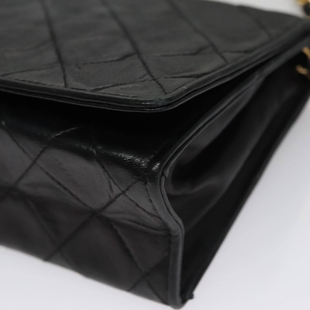 Chanel Vintage Full Flap Shoulder Bag Leather, BLACK, LEATHER, Shoulder bag
