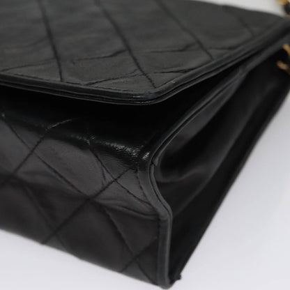 Chanel Vintage Full Flap Shoulder Bag Leather, BLACK, LEATHER, Shoulder bag