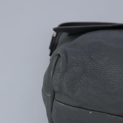 Celine Flap Shoulder Bag Leather, GRAY, LEATHER, Shoulder bag